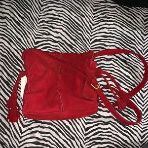 Red Sude Crossbody Purse